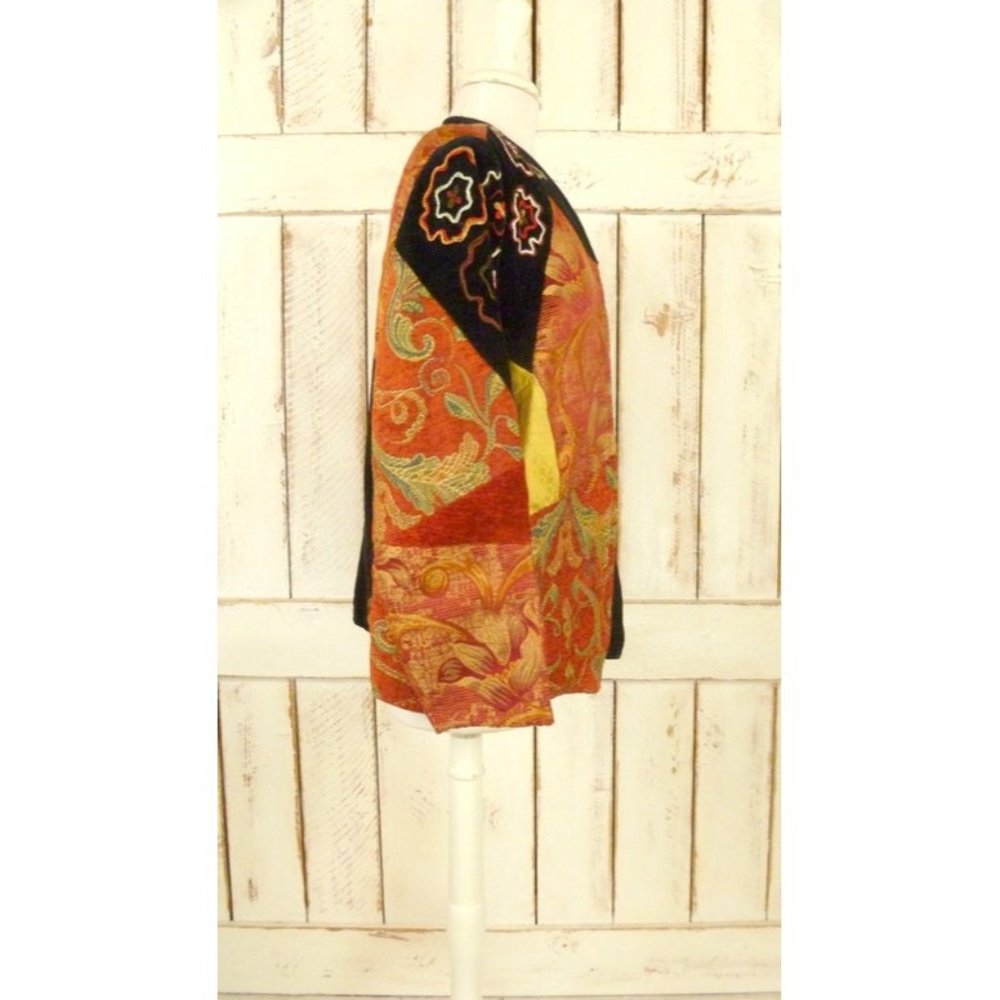 Embroidered Patchwork Tapestry Vintage Cardigan J… - image 2